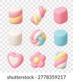 Assorted Colorful Marshmallow Vector Icon Set | 3D icon set 