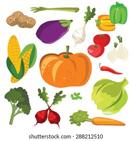 Assorted of colorful vegetables stock vector illustration.