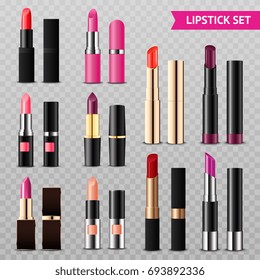 Pinzas de colores variados, desde rojo intenso brillante hasta rojo mate color rosa realista, ilustración vectorial transparente 