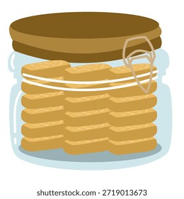Ilustración plana de tarro de galletas surtido