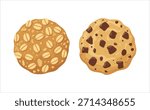 assorted cookies collection with chocolate chips and dragees vector art isolated on white background