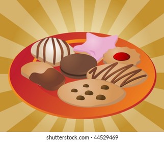 Assorted cookies and fancy sweet biscuits, illustration