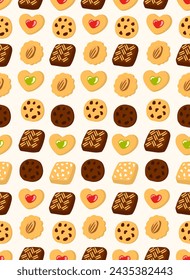 Assorted cookies on a white background.Eps 10 vector.