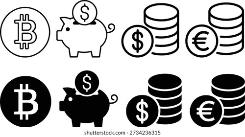 Assorted currency symbols and icons representing various financial elements and concepts.