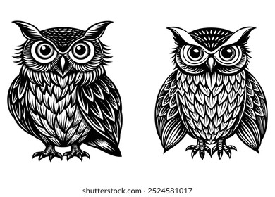 sortierte niedliche Eule Vogel Maskottchen Vektorgrafik-Design-Template-Set für Aufkleber, Dekoration, Schneiden und Druckdatei