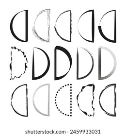 Assorted D shapes. Varied line styles. Abstract vector set. Creative designs.
