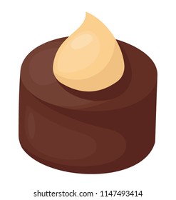 
Assorted dark chocolate praline toffee in flat icon design 
