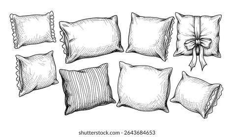 Assorted Decorative Pillow Arrangement A Variety of Cozy Pillows for Modern Home Décor