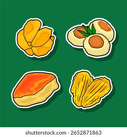 Assorted Delicious Pastries and Snacks Cartoon Style