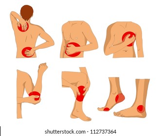 assorted diseases back, abdomen, arms, legs, heart vector