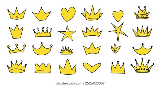 assorted doodle crowns and hearts for design flair