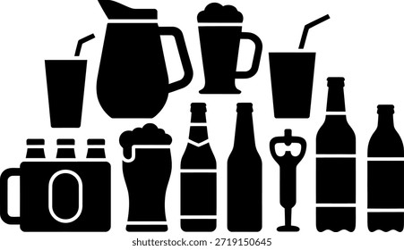 Coleção de Drinkware Sorted, incluindo canecas e garrafas