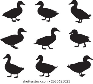 Assorted Duck Silhouette Collection Vector Waterfowl Art