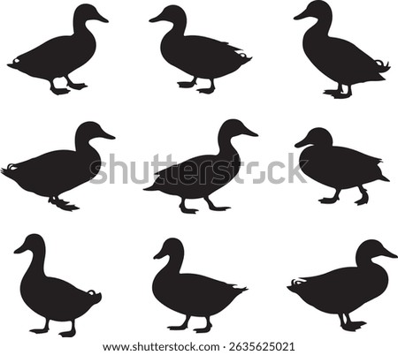 Assorted Duck Silhouette Collection Vector Waterfowl Art