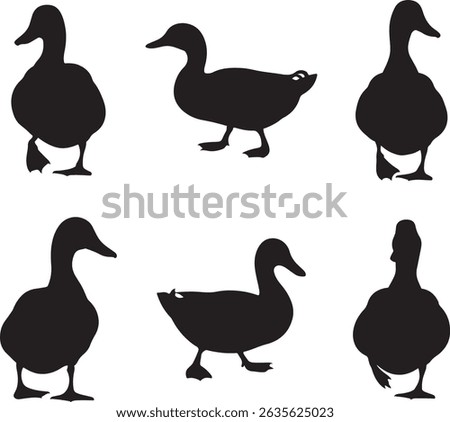 Assorted Duck Silhouette Collection Vector Waterfowl Art