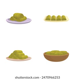 Assorted dumplings collection illustration in traditional asian cuisine style on a white background. Ideal for menu items, culinary diversity, and restaurant illustrations