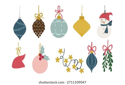 Surtido de Navidades de diseño plano Adornos y decoraciones Colección vacaciones de invierno