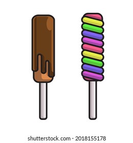 assorted flavored lollipops and chocolate illustration