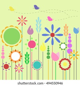 Assorted Flowers and Butterfly