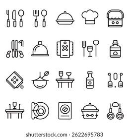 Ícones variados de comida para menus de restaurante e apresentações culinárias