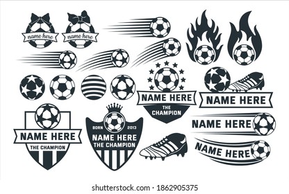 Assorted Football Soccer Theme Vector Graphic Design Template Set For Sticker, Decoration, Cutting And Print File