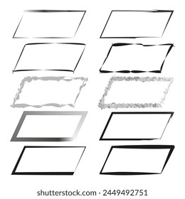 Assorted frames set. Hand-drawn borders collection. Decorative rectangle shapes. Vector illustration. EPS 10.