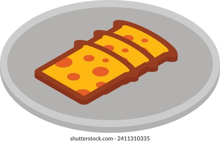 Cortes de pasteles de fruta surtidos en concepto isométrico de Platter, panes de fruta confitados diseño de iconos Panadería y Baker símbolo preparación de alimentos y Utensilios de cocina señalización Desarrollo de recetas ilustración material