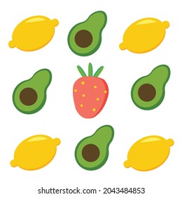 Obstcartoon auf weißem Hintergrund