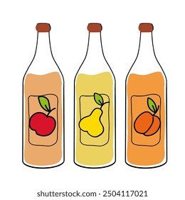Botellas de zumo de fruta surtidas que se muestran en una superficie plana en un entorno brillante
