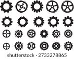 Assorted gears with different teeth and center designs isolated on transparent background