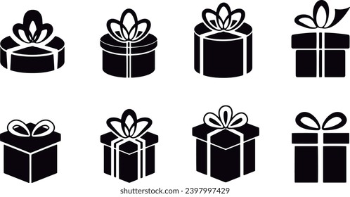 Assorted gift icon set, vector
