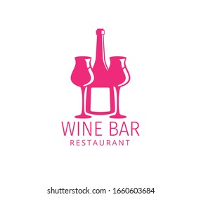 assorted glass and bottle wine vector logo design template for winery restaurant and shop