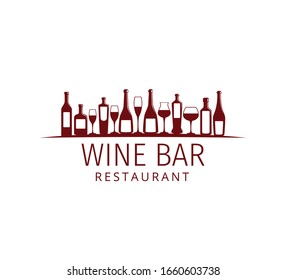 assorted glass and bottle wine vector logo design template for winery restaurant and shop