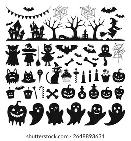 Assorted Halloween Silhouette Designs. icon.