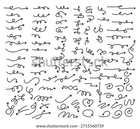 Assorted hand drawn curved arrow strokes to create unique design