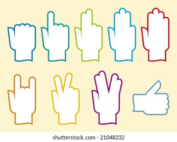 Assorted hands (vector) in different positions