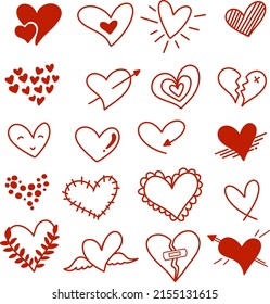 garabato variado. de corazón rojo