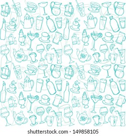 Assorted hot and cold drinks background pattern