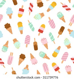 Assorted ice cream seamless pattern