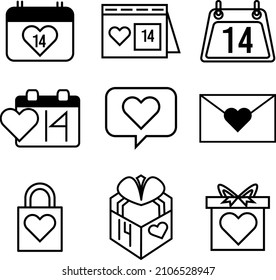 Iconos variados para el día de San Valentín