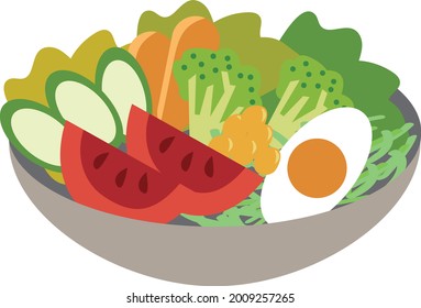 Assorted illustrations of cooking salad
