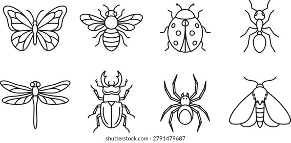 Assorted insects and bugs collection icons