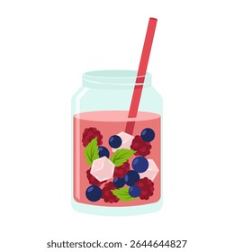 Assorted juice and bubble tea bottles with fruits and straws. Summer cool drinks