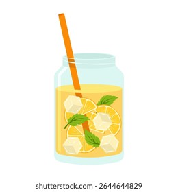 Assorted juice and bubble tea bottles with fruits and straws. Summer cool drinks