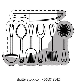 assorted kitchen supplies icon image vector illustration design 