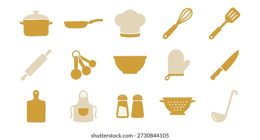 Surtido de utensilios de cocina y utensilios de cocina dispuestos cuidadosamente sobre una superficie limpia vista directamente desde arriba