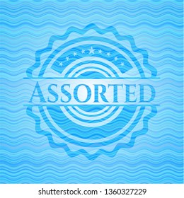 Assorted light blue water wave badge background.