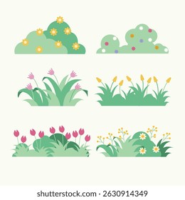 Assorted Lush Bushes and Flower Arrangements