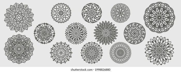 assorted mandala art pattern vector template design bundle for paper cutting, greeting card, sublimation printing and more