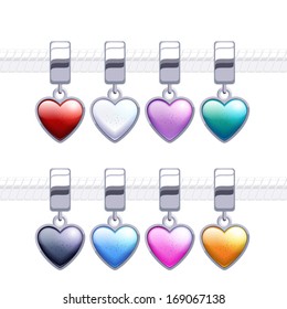 Assorted metal charm heart pendants for necklace or bracelet.